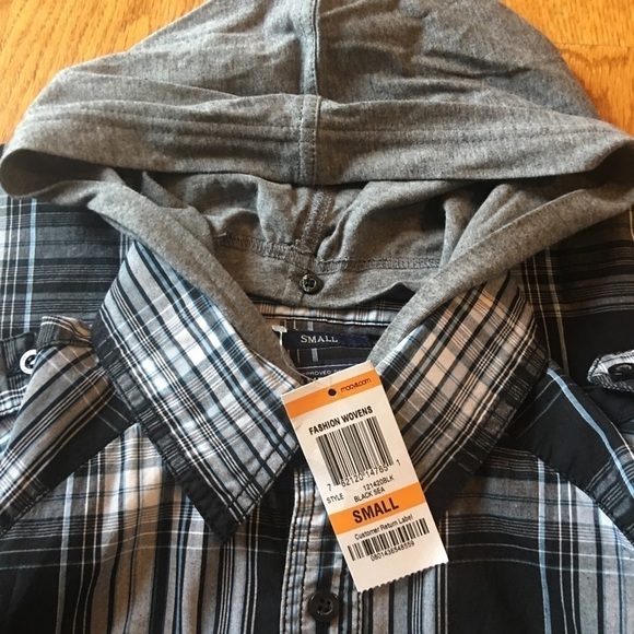 NWT American rag button up cotton plaid top size Small hood detachable - Picture 4 of 5